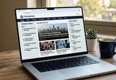clean and modern Yonopress website homepage showing multiple article categories and layout