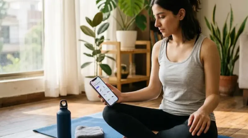 BeFitnaticcom Review 2026: Features, Pros, Cons, and Is It Worth It? 1 Woman checking a personalized workout plan on her phone while sitting on a yoga mat at home