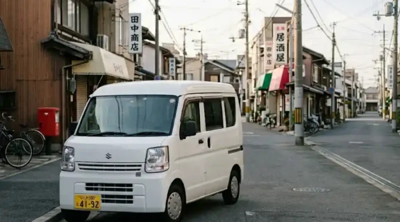 Keibann: The Complete Guide to Japan's Most Efficient Mini Van 1 Kei van (keibann) compact Japanese mini van parked on a quiet urban street with realistic natural lighting